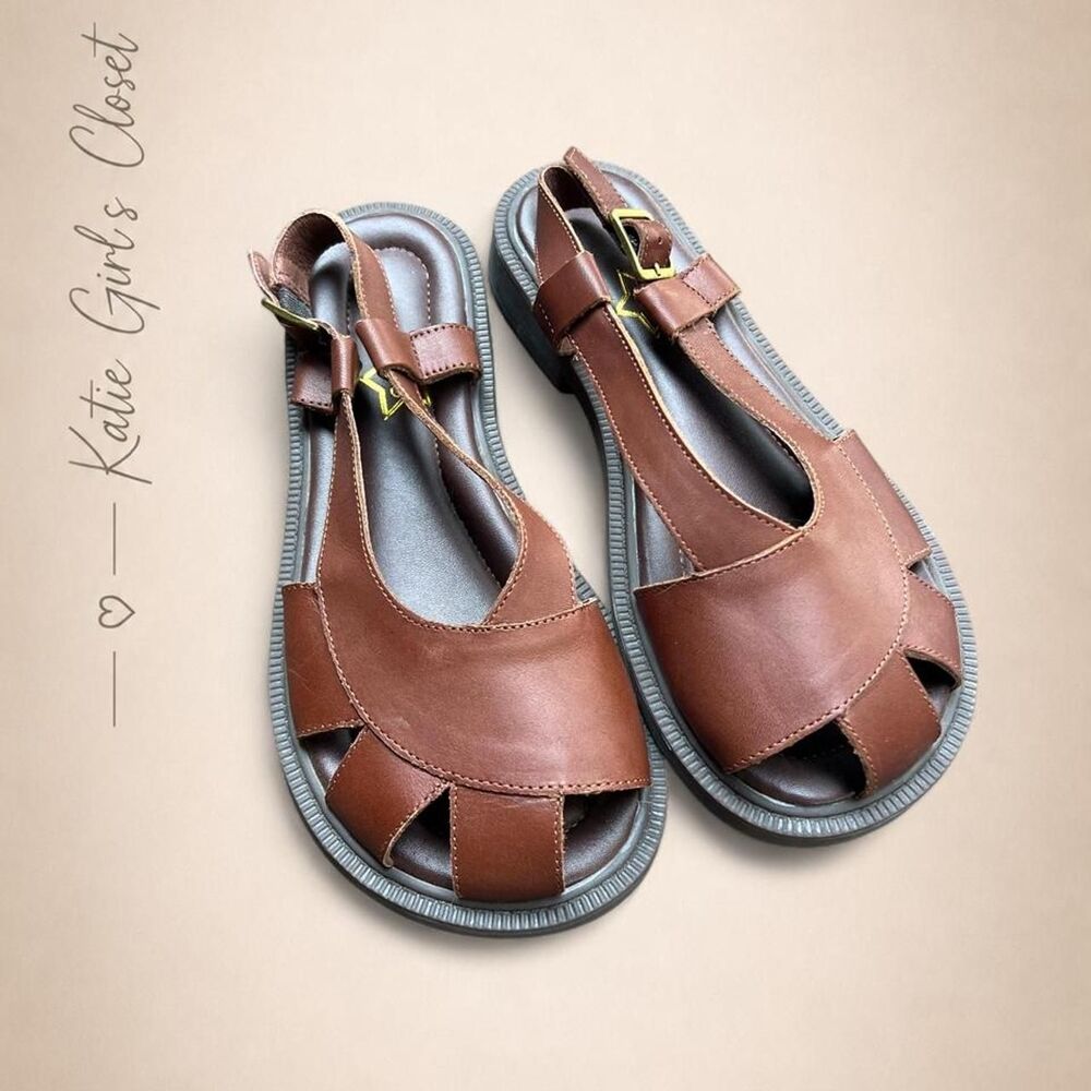Babakud Brown Leather Retro Sandals Women’s US 9 EU 40 NWOT